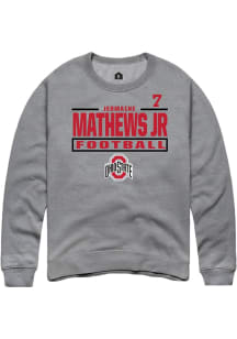 Jermaine Mathews Jr Ohio State Buckeyes Mens Graphite Football NIL Stacked Box Player Crew