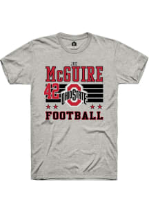 Joe McGuire Ohio State Buckeyes Ash Football NIL Striped Short Sleeve Player T Shirt
