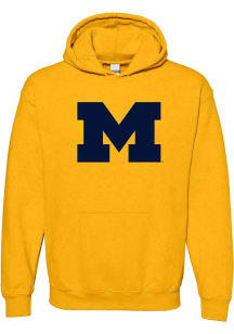 Michigan Wolverines Mens Yellow Primary Logo Long Sleeve Hoodie