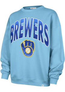 47 Milwaukee Brewers Womens Light Blue Extra Innings Crew Sweatshirt