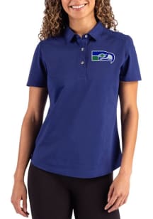 Cutter and Buck Seattle Seahawks Womens Navy Blue Historic Advantage Short Sleeve Polo Shirt