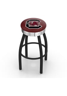 South Carolina Gamecocks 3 Ring Chrome Seat Pub Stool - Black