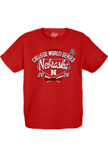 Blue 84 Nebraska Cornhuskers Youth Red 2026 Women's College World Series Bound Short Sleeve T-Shir..