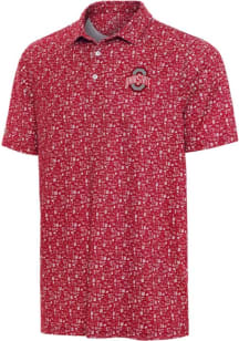 Antigua Ohio State Buckeyes Mens Scarlet Red University Football Short Sleeve Polo