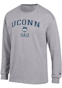 Champion UConn Huskies Grey Arch Logo Dad Jersey Long Sleeve T Shirt