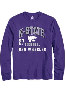 Ben Wheeler K-State Wildcats Purple Football NIL Arch Logo Long Sleeve Player T Shirt