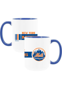 New York Mets Dash 2 Pack Inner Color Ceramic Mug - White