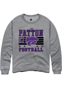 Cub Patton K-State Wildcats Mens Grey Football NIL Striped Player Crew