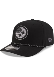 New Era Pittsburgh Steelers Flag Rope 9SEVENTY Adjustable Hat - Black