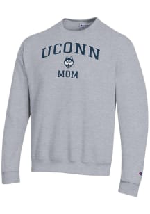 Champion UConn Huskies Mens Grey Heather Mom Powerblend Long Sleeve Crew Sweatshirt
