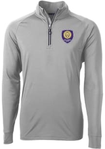 Cutter and Buck Orlando City SC Mens Grey Adapt Eco Knit Long Sleeve Qtr Zip Pullover