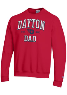 Champion Dayton Flyers Mens Red Est Date Dad Powerblend Long Sleeve Crew Sweatshirt