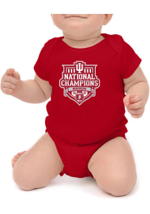 Little King Indiana Hoosiers Baby Crimson 2025 CFP National Champs Short Sleeve One Piece