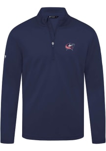 Levelwear Columbus Blue Jackets Mens Navy Blue Heron Embroidered 3D Patch Long Sleeve Qtr Zip Pull..