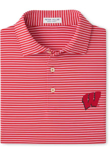 Peter Millar Wisconsin Badgers Mens Red Tiebreaker Short Sleeve Fashion Polo