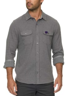 K-State Wildcats Mens Charcoal Hero Solid Twill Knit Long Sleeve Dress Shirt