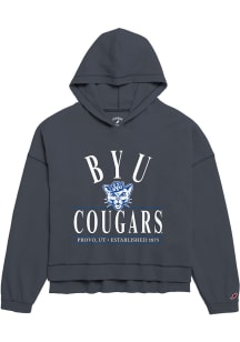 League BYU Cougars Womens Navy Blue Waffle Hooded Sweatshirt