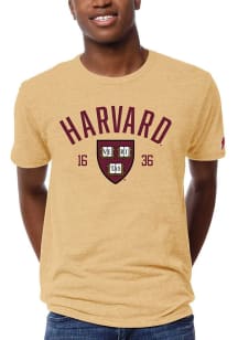 Harvard Crimson Gold 1636 Shield Short Sleeve Fashion T Shirt