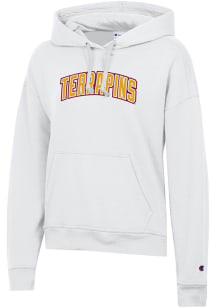 Champion Maryland Terrapins Womens White Powerblend Hooded Sweatshirt