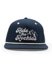 Colorado Navy Blue Ride the Rockies Flat Bill 5 Panel Mens Snapback Hat