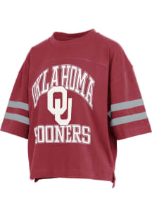 Pressbox Oklahoma Sooners Womens Crimson Wayne Tyler Short Sleeve T-Shirt