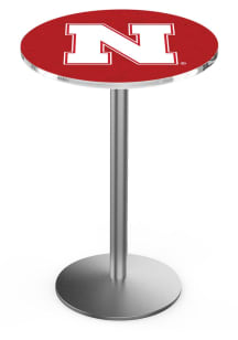 Nebraska Cornhuskers Stainless Round Base Pub Table