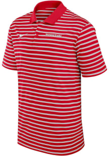 Nike Houston Cougars Mens Red Wordmark Stadium Stripe Short Sleeve Polo