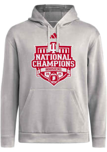 Adidas Indiana Hoosiers Mens Grey 2025 CFP National Champions Parade Long Sleeve Hoodie