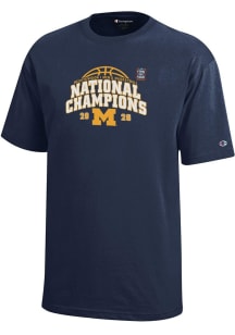 Champion Michigan Wolverines Youth Navy Blue MBB National Champs 2026 Core Short Sleeve T-Shirt