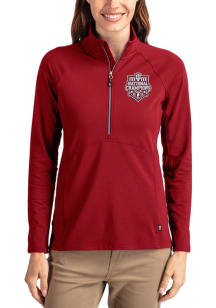 Cutter and Buck Indiana Hoosiers Womens Crimson 2025 CFP National Champions Adapt Eco Qtr Zip Pull..