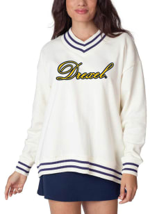 Drexel Dragons Womens White Letterman Pullover Crew Sweatshirt