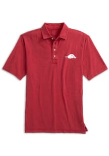 Johnnie O Arkansas Razorbacks Mens Crimson Coastal Wash Vault Hog Short Sleeve Fashion Polo