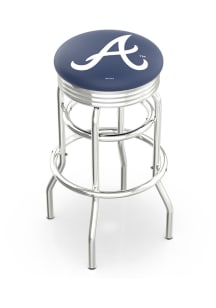 Atlanta Braves Double-Ring Swivel Chrome Pub Stool - Silver