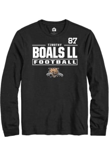 Timothy Boals ll Ohio Bobcats Black Football NIL Stacked Box Long Sleeve Player T Shirt