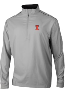 Columbia Illinois Fighting Illini Mens Grey Heat Seal Bogey's Paradise Long Sleeve Qtr Zip Pullove..