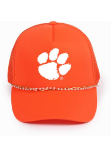 Clemson Tigers White Chain Trucker Ponyback Womens Adjustable Hat