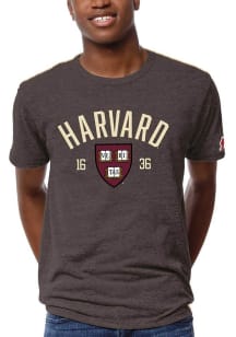 Harvard Crimson Brown 1636 Shield Short Sleeve Fashion T Shirt