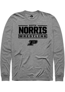 Dustin Norris Purdue Boilermakers Graphite NIL Stacked Box Long Sleeve Player T Shirt