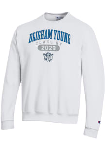 Champion BYU Cougars Mens White Class of 2028 Powerblend Long Sleeve Crew Sweatshirt