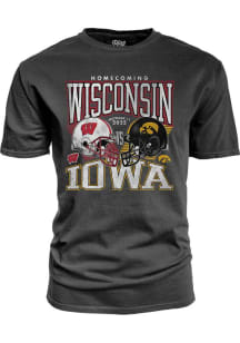 Blue 84 Wisconsin Badgers Black Homecoming Football vs Iowa Hawkeyes Short Sleeve T Shirt