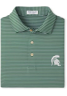 Peter Millar Michigan State Spartans Mens Green Tiebreaker Short Sleeve Fashion Polo