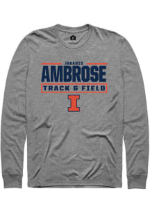 Javaris Ambrose Illinois Fighting Illini Graphite NIL Stacked Box Long Sleeve Player T Shirt