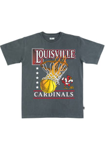 SLAM Louisville Cardinals Charcoal Basketball Hoops Heavyweight Short Sleeve T Shirt