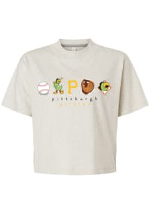 Pirate Parrot  Soft As A Grape Pittsburgh Pirates Womens White Boxy Short Sleeve T-Shirt