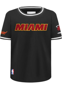 Pro Standard Miami Heat Boys Black Classic Chenille Short Sleeve Fashion Tee