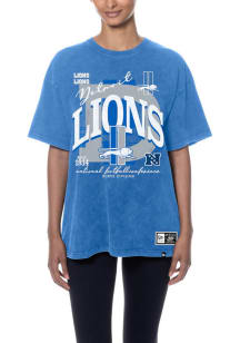 New Era Detroit Lions Womens Blue Throwback Oversized Short Sleeve T-Shirt