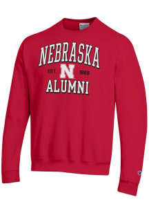 Champion Nebraska Cornhuskers Mens Red Est Alumni Powerblend Long Sleeve Crew Sweatshirt