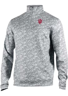 Columbia Indiana Hoosiers Mens Grey Heat Seal Printed Wickham Hills Long Sleeve Qtr Zip Pullover