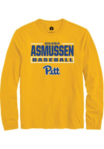 Benjamin Asmussen Pitt Panthers Gold NIL Stacked Box Long Sleeve Player T Shirt