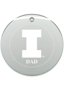 Illinois Fighting Illini Dad Round Ornament - White